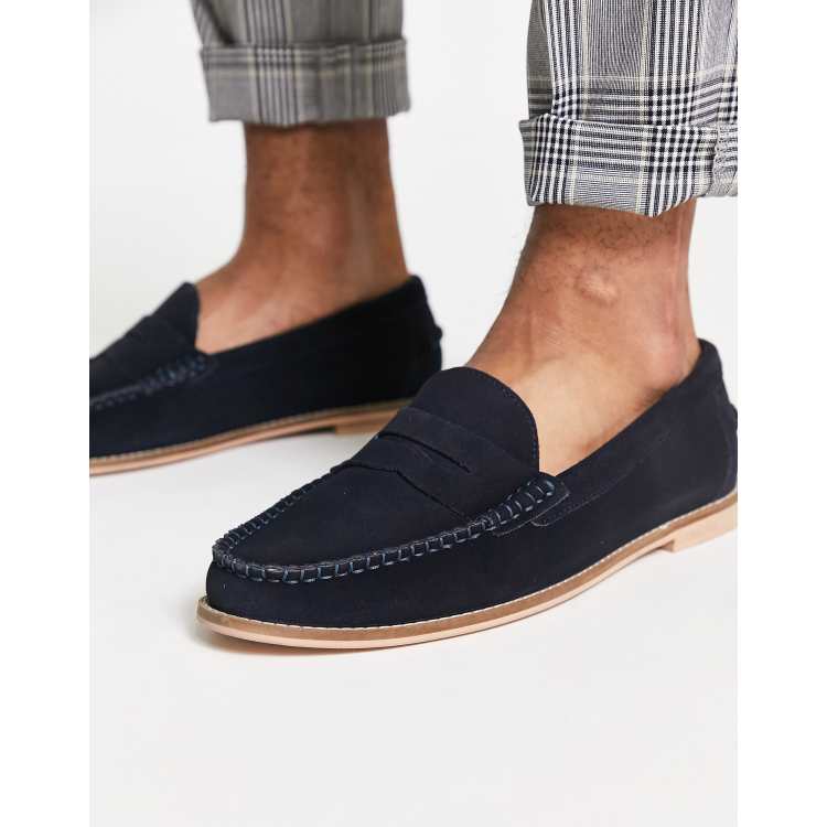 Asos navy loafers online