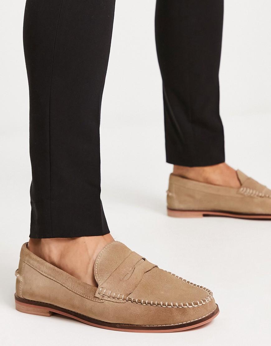 Office Marvin Penny Loafers In Beige Suede-neutral | ModeSens