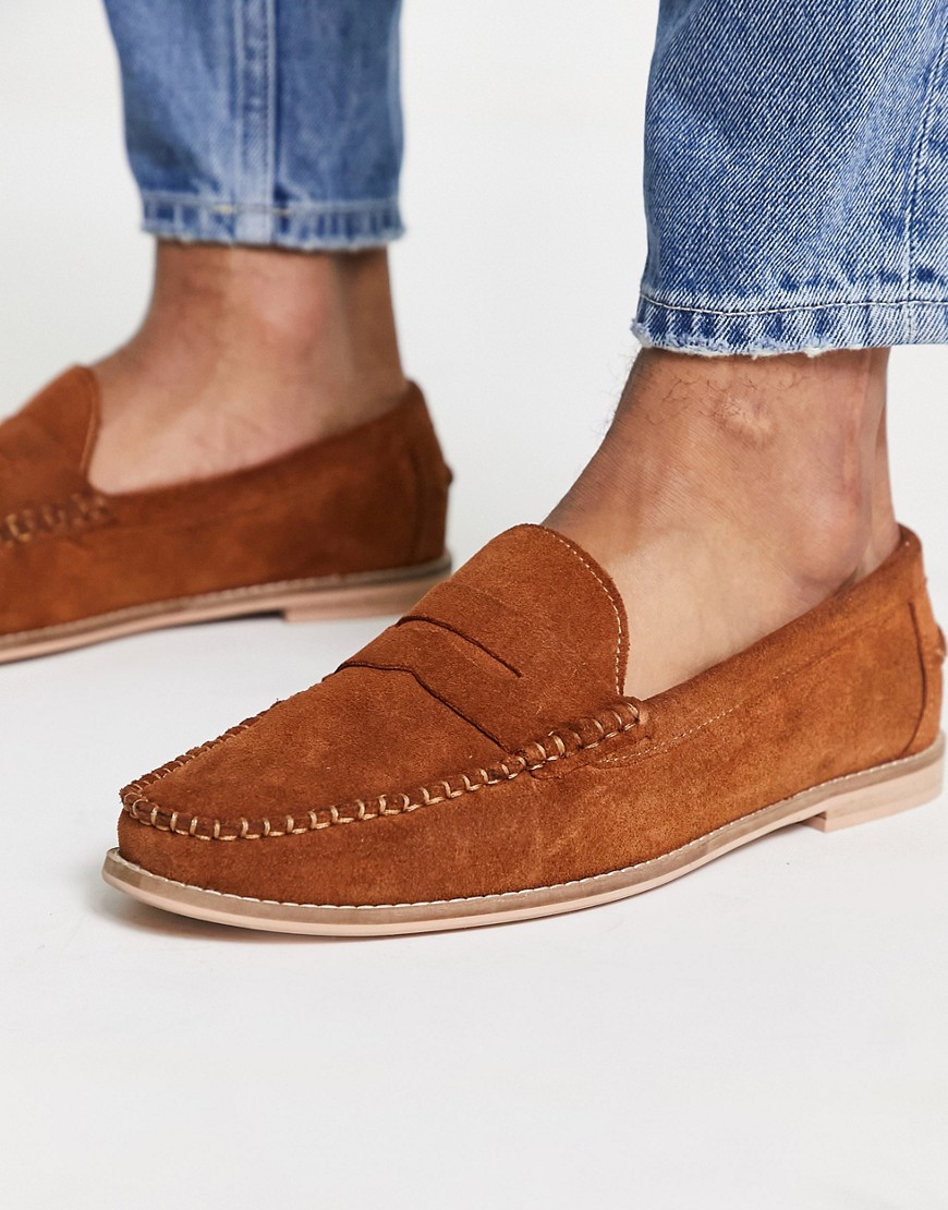 Office Marvin Penny Loafers In Tan Suede-brown