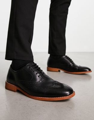 Office meanest brogues in black leather