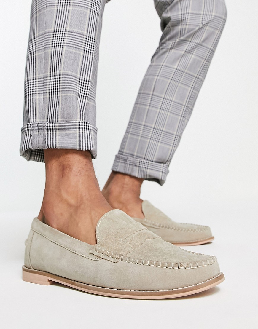 Office Melvin Penny Loafers In Beige Suede-neutral
