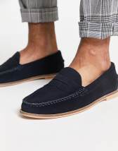 ASOS DESIGN loafers in brown faux suede with natural sole