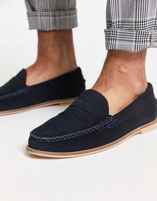 Asos navy loafers sale