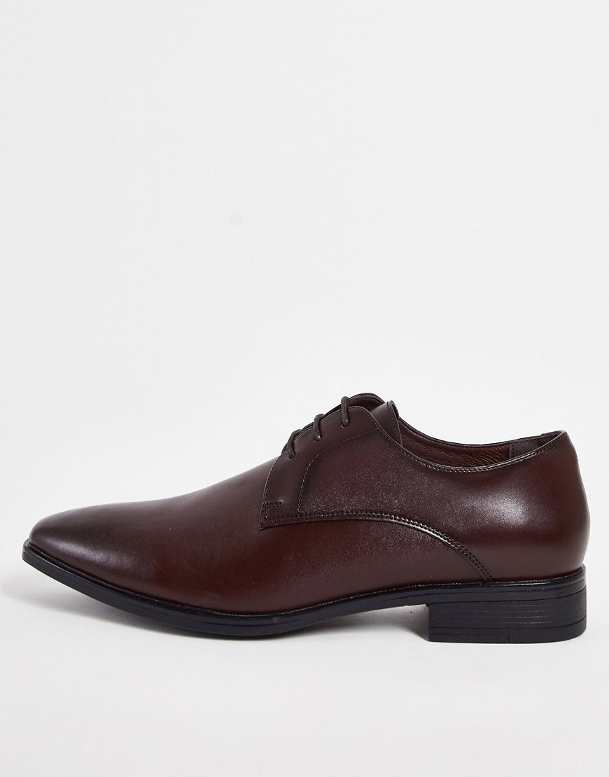 Office Micro Derby Shoes In Brown Leather