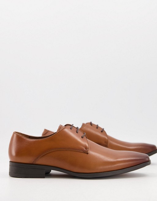 Office micro derby shoes in tan leather