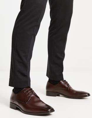 Office Micro Lace Up Shoes In Brown Leather