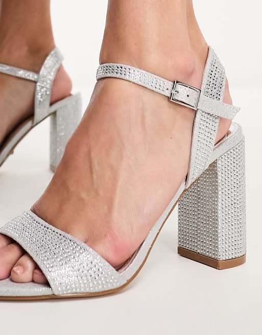 Silver diamante outlet high heel sandals