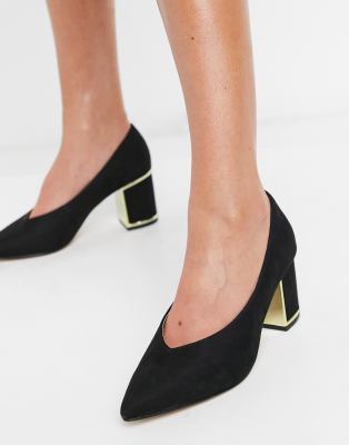 OFFICE moneypot block heel pointed shoes in black