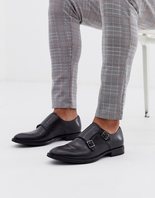 Office monk shoes in black leather