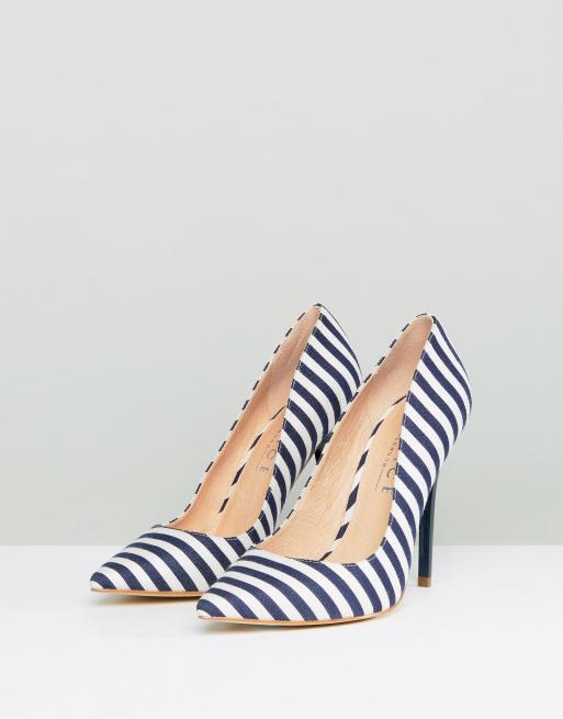 Blue and white striped hot sale pumps