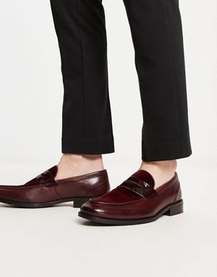 Office patent velvet loafers in burgundy leather