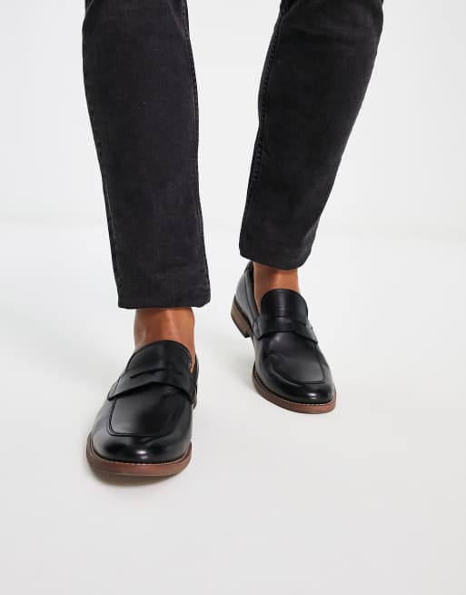 Office penny loafers in black leather 