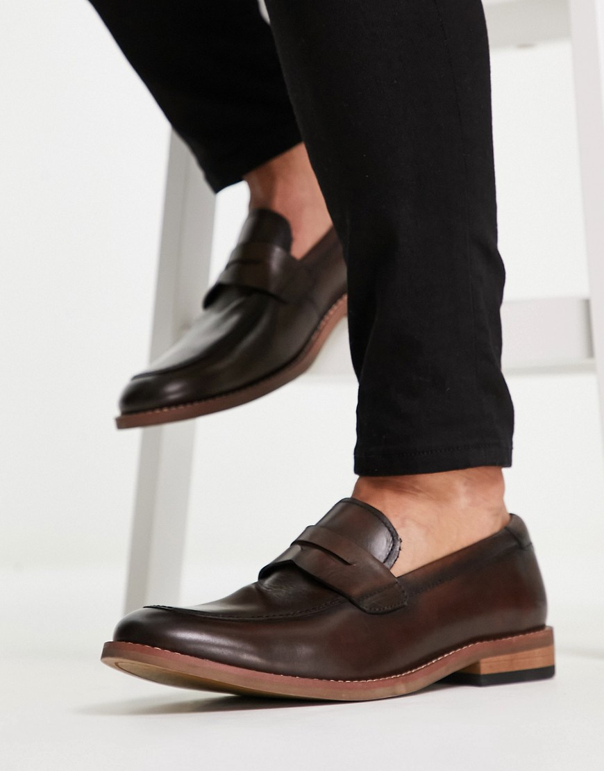 Office Penny Loafers In Brown Leather