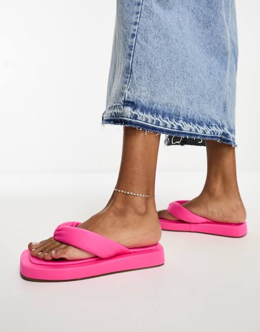 Crocs platform flip flops in flamingo