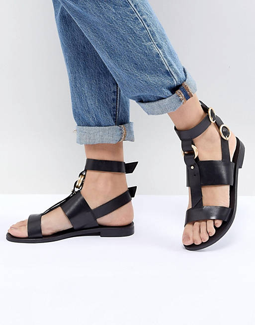 Office Shadow Black Leather Sandals | ASOS