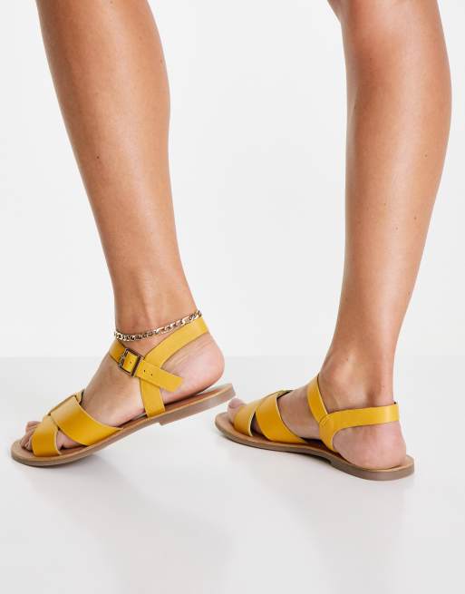 Yellow two sales strap sandals