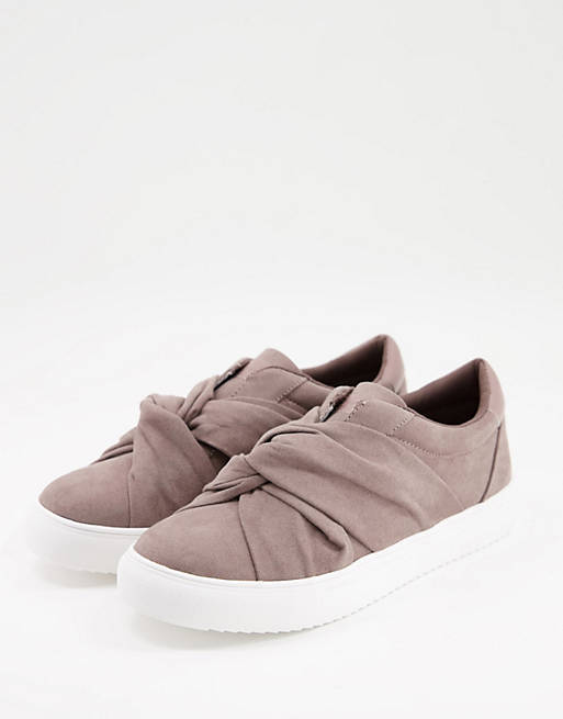 Office Twist front slip on trainer in taupe