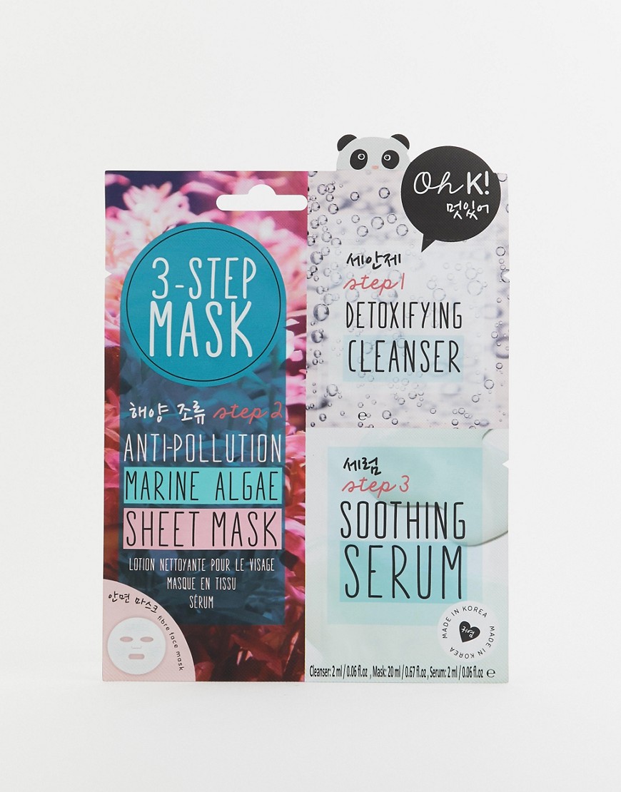 Oh K! – 3-Step Anti-Pollution Marine Algae Sheet Face Mask – Arkmask med alger-Ingen färg