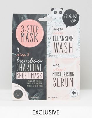 Oh K! – 3-Step Cleansing & Moisturising Bamboo Charcoal Face Mask – Ansiktsmask-Ingen färg