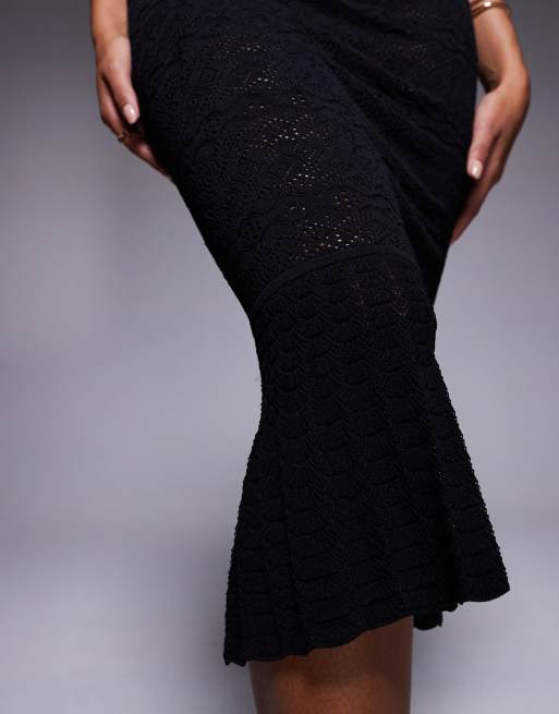 Oh Polley - Ajourgebreide maxi rok in zwart, 4 van 5