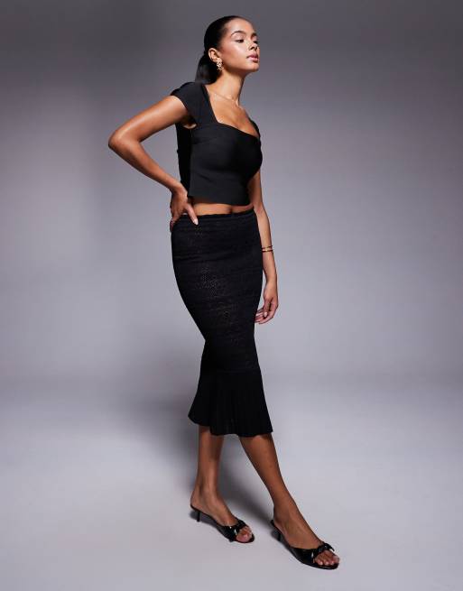 Oh Polley - Ajourgebreide maxi rok in zwart, 5 van 5