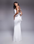 [Oh Polly] Oh Polly Aldona backless trailing flower maxi dress in white 12 White