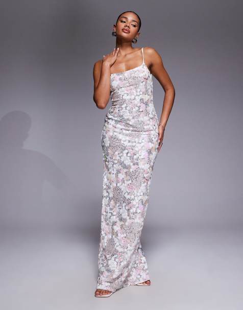 Oh Polly artisan sequin cowl neck maxi dress in ivory - view 1