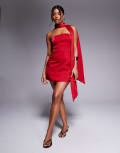 [Oh Polly] Oh Polly Camila scarf neck strapless mini dress in scarlet red 16 Scarlet Red