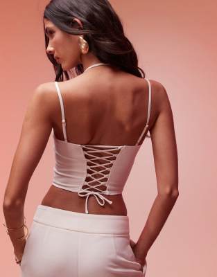 Oh Polly Centaine Square Neck Corset Top In White