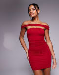 [Oh Polly] Oh Polly Chaya off-shoulder cut-out mini dress in red XL Red