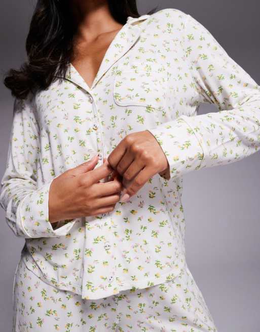 Oh Polly – Citrongul pyjamasskjorta med långa ärmar, del av set, 2 av 4