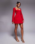 [Oh Polly] Oh Polly Corinne structured mini dress in red 6 Red