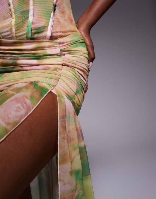 Oh Polly corset asymmetric maxi dress in floral print, 4 of 4