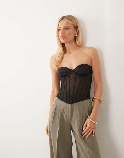 Oh Polly - Corset bustier en tulle - Noir, 2 de 4