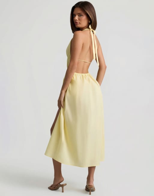 sachin and babi light blue dress Elliatt Nestg Halter Floral Lace Side-Slit Midi Dress In Blue - 31% Off main image 1