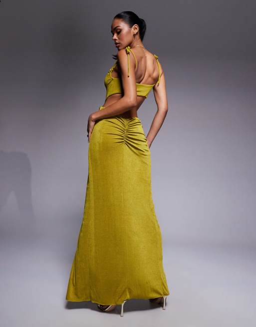 slim fit dress slacks Aurelia Premium Embellished Corset Gown in Sage Green main image 1