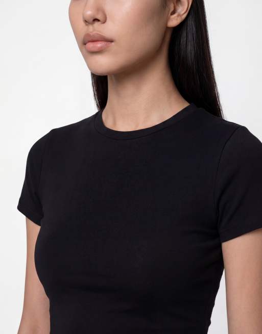 Oh Polly cropped T-shirt in black, 4 of 4
