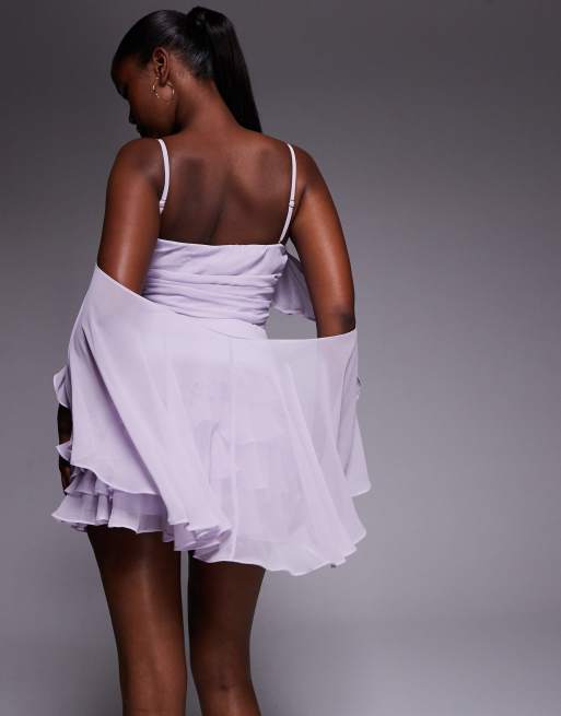 Oh Polly drape ruffle mini dress in lilac | ASOS