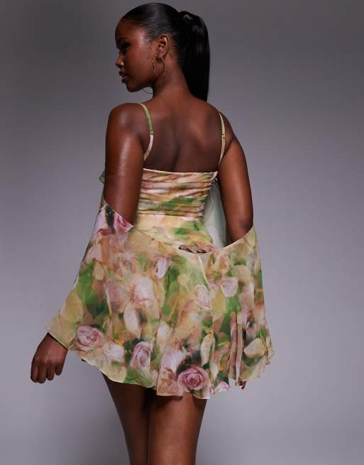 Oh Polly – Drapiertes Minikleid mit Rüschen und Blumenprint, 3 von 4