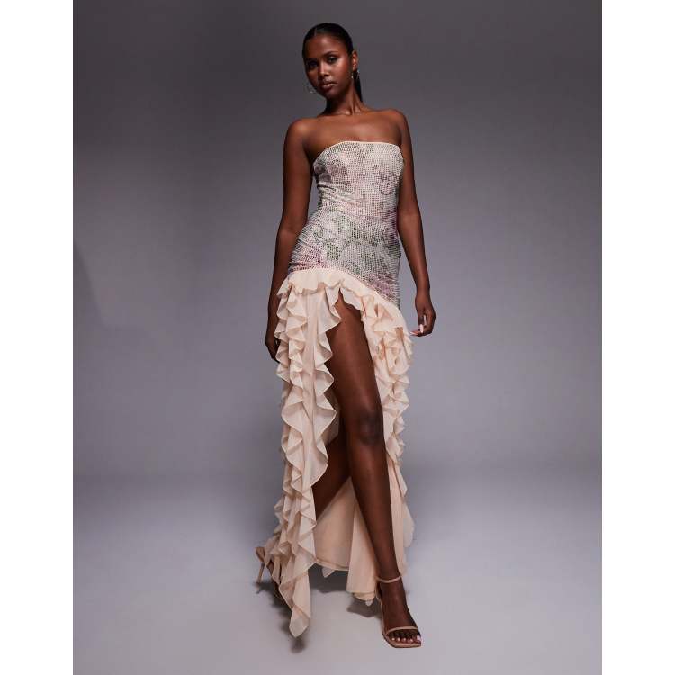 white long sleeve satin dress Open back long sleeve gown