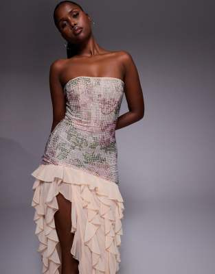 Oh Polly Dropped Hem Hotfix Maxi Dress