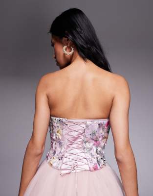 Oh Polly Embellished Corset In Pink