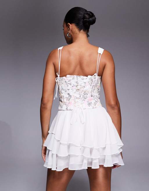 ivory dresses LONG IVORY DRESS WITH CRISS-CROSS STRAPS main image 1