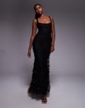 [Oh Polly] Oh Polly embellished fishtail corset gown in lilac-Black 14 Black