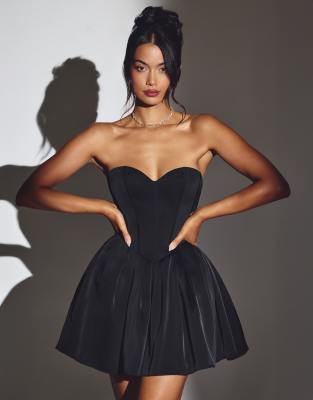 Oh Polly Emeline Sweetheart Corset Mini Dress In Black