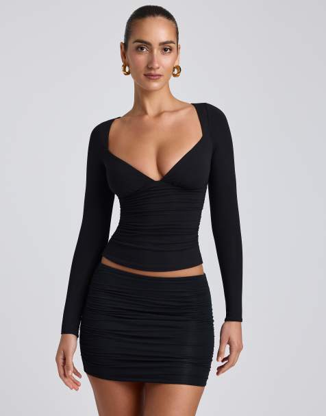 Oh Polly Emry sweetheart neckline top in black - view 1