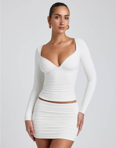 Oh Polly Emry sweetheart neckline top in white