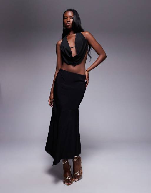 Oh Polly Fayola cowl neck top in black, 2 of 4