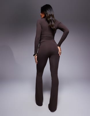 Oh Polly Flared Pants In Brown