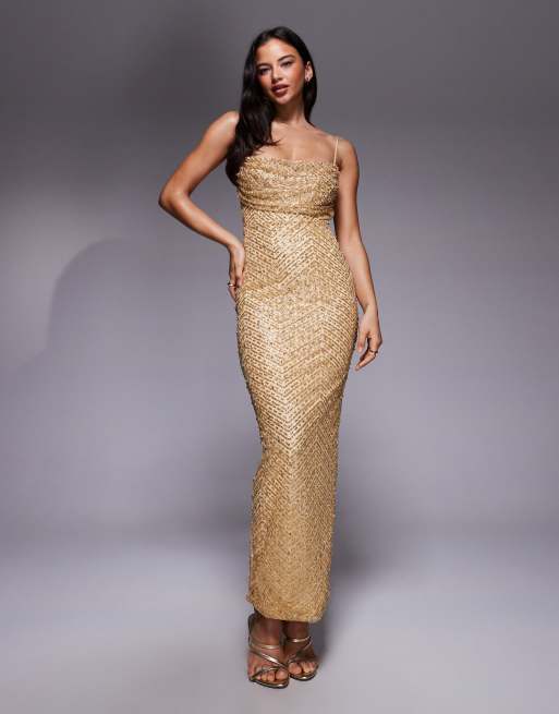 gold strappy sequin square neck bodycon dress Sparkly Women Mini Long Sleeve Party Dress Neckline Dress Shiny Club Dress Glittering Dress Sequin Romper One Piece Jumpsuit Disco Party Outfit ON-21084-Almond-XL : Clothing, Shoes & Dazzling all Gold Sequin Sleeveless Bodycon Mini